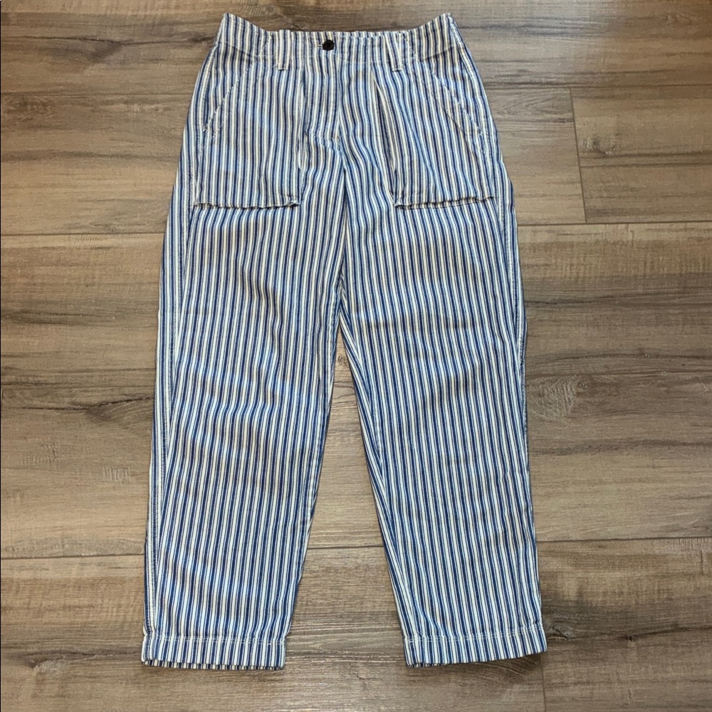 J. Crew Cargo Navy and White Striped Pants Size 0